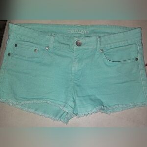 REFUGE Mint Green Denim Cutoff Shorts